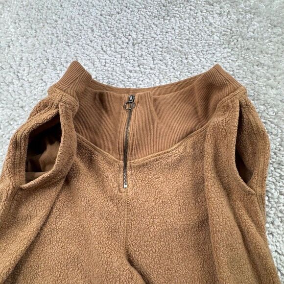 Aerie Sherpa Fleece Corset Zip Up Jogger Tan - Picture 5 of 10